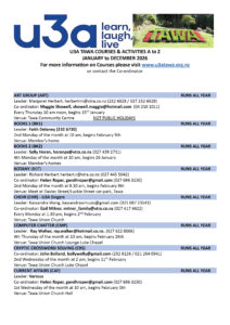 2026 Full List of Courses U3A Tawa